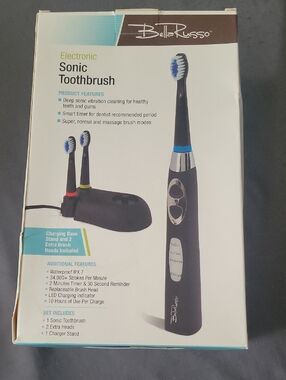 BelleRusso Black Electronic Sonic Toothbrush - Black/Blue